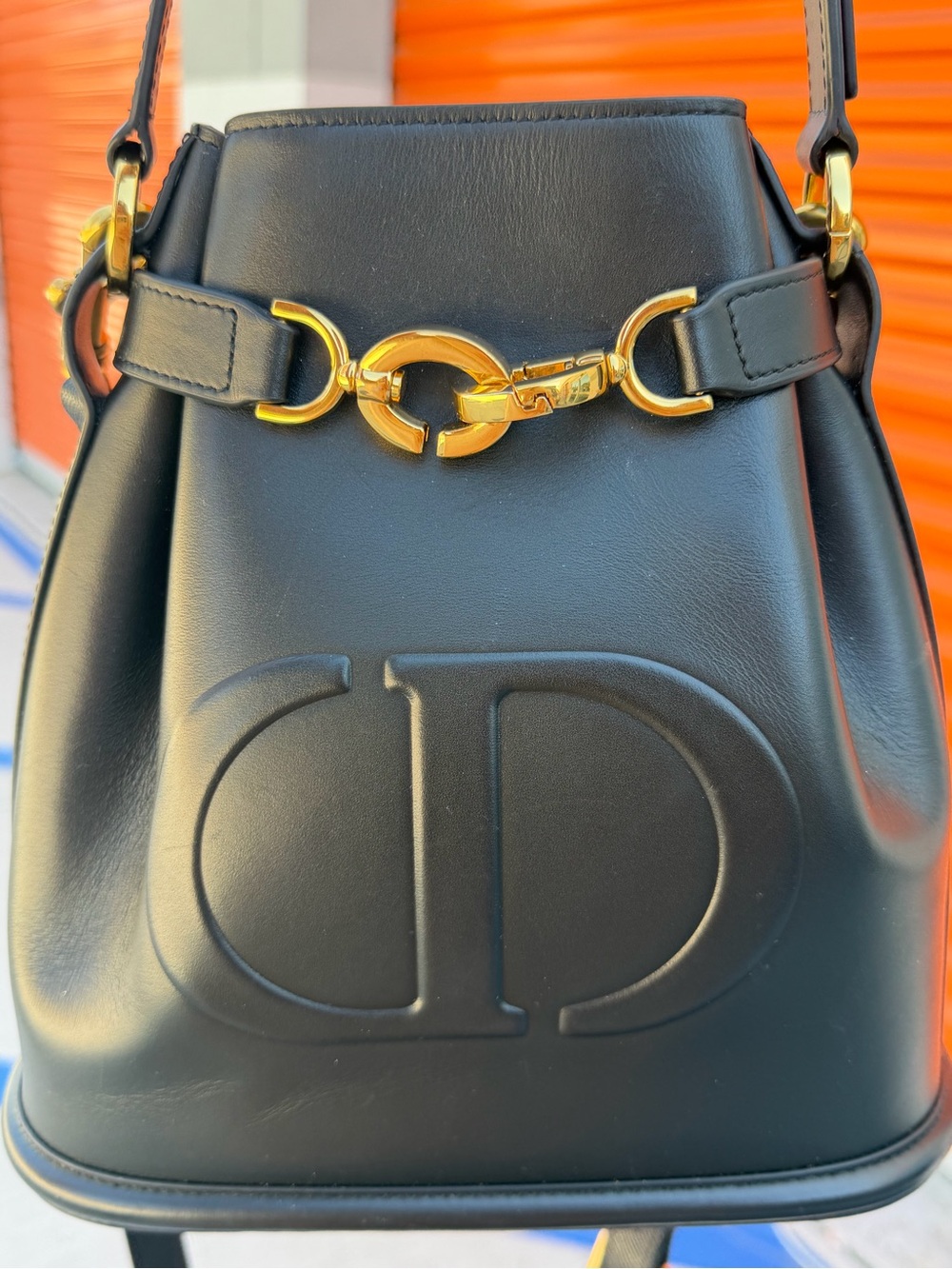 CHRISTIAN DIOR Black Calfskin Medium "C'est Dior" Bucket Bag